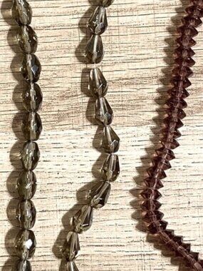 Bead Gallery Faceted Glass Beads Fire Polished Gray Purple Oval Drop Faceted Lot